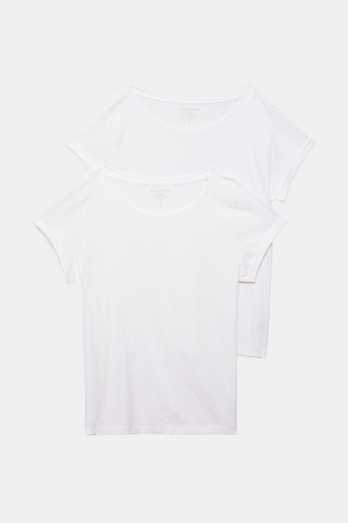 T-shirt basic, 2 szt., bawełna organiczna, WHITE, overview