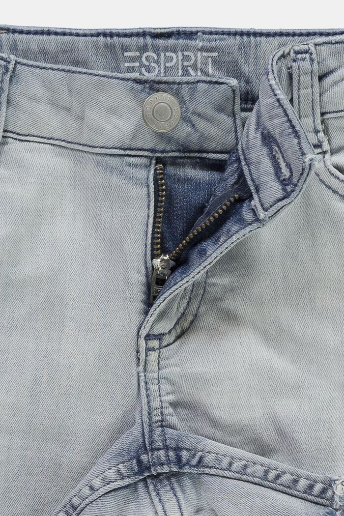 Z recyklingu: dżinsowe szorty z regulowanym pasem, BLUE BLEACHED, detail image number 2