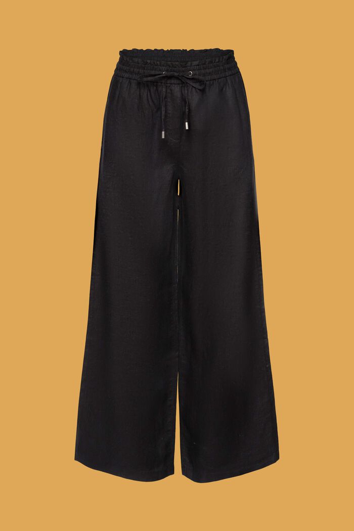 Szerokie lniane spodnie, BLACK, detail image number 6