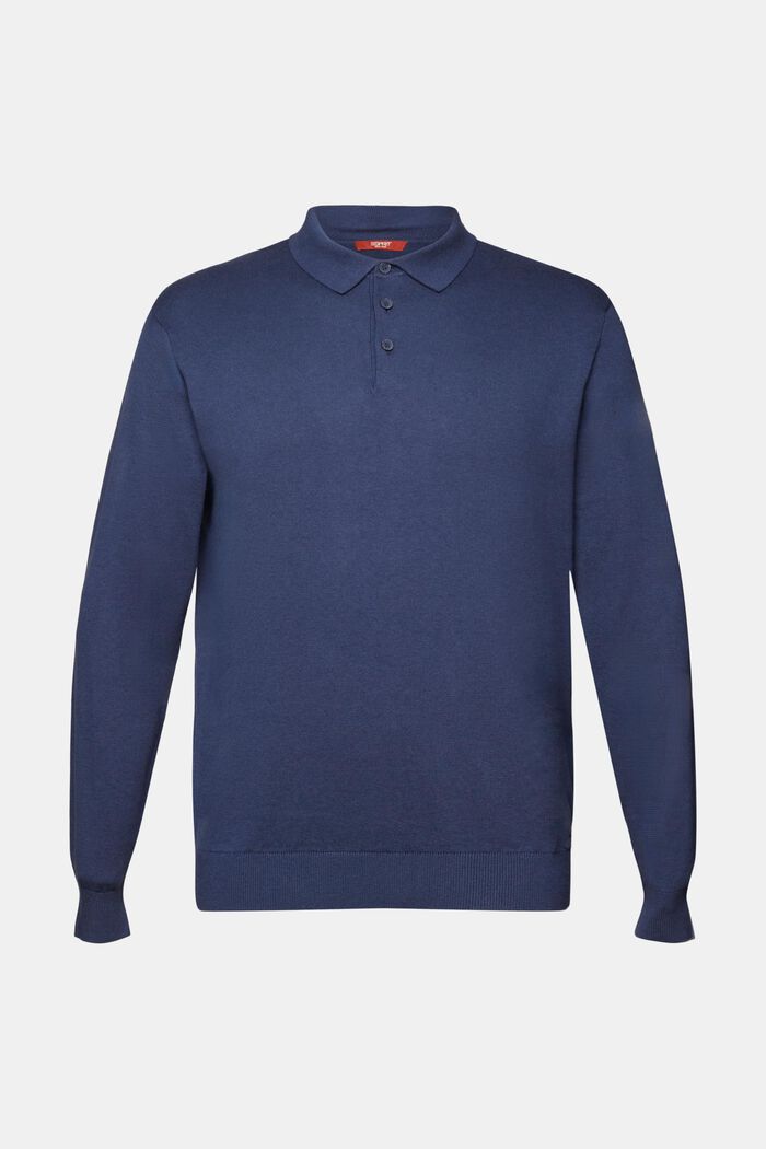 Dzianinowy sweter z kołnierzykiem polo, TENCEL™, GREY BLUE, detail image number 5