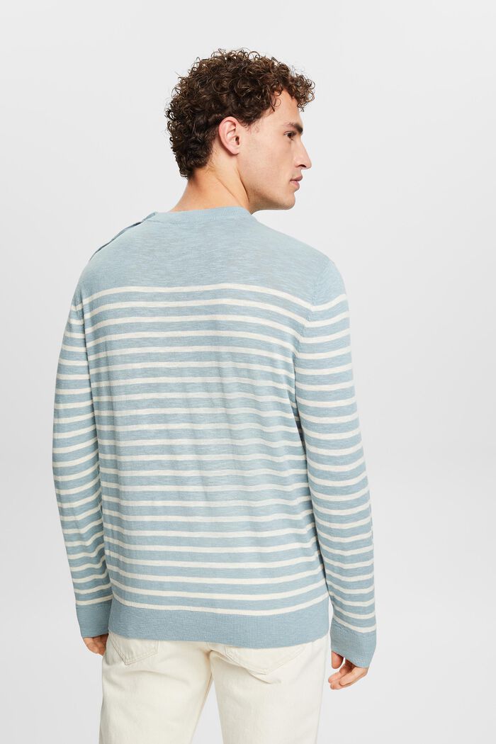 Sweter w paski z bawełny i lnu, LIGHT BLUE, detail image number 2