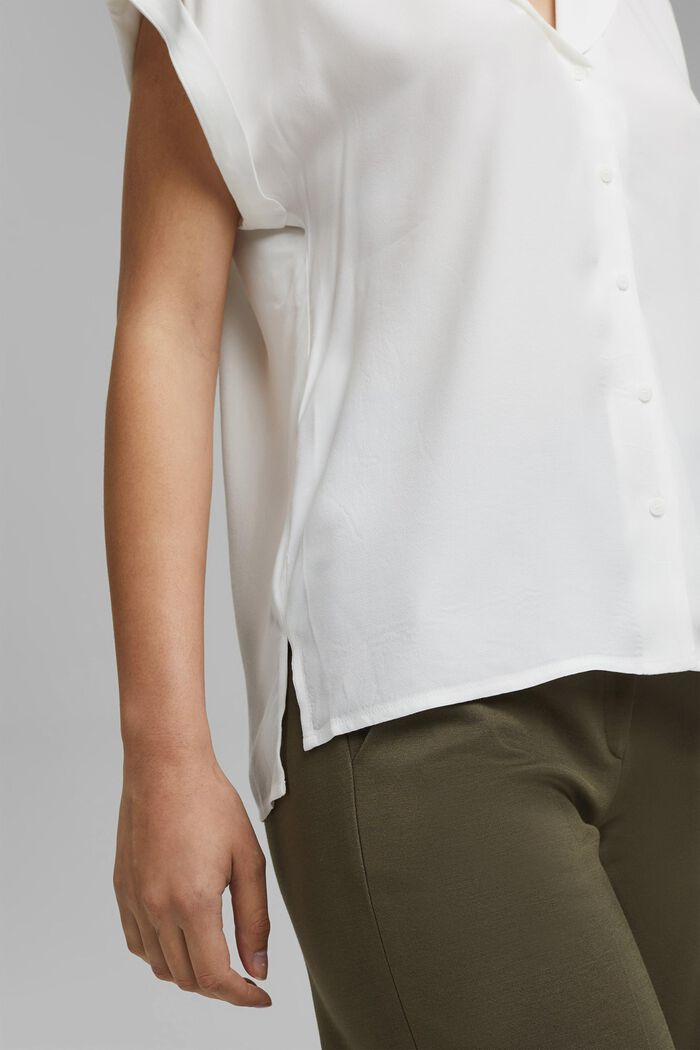 Bluzkowy top z piżamowym kołnierzykiem, LENZING™ ECOVERO™, OFF WHITE, detail image number 2