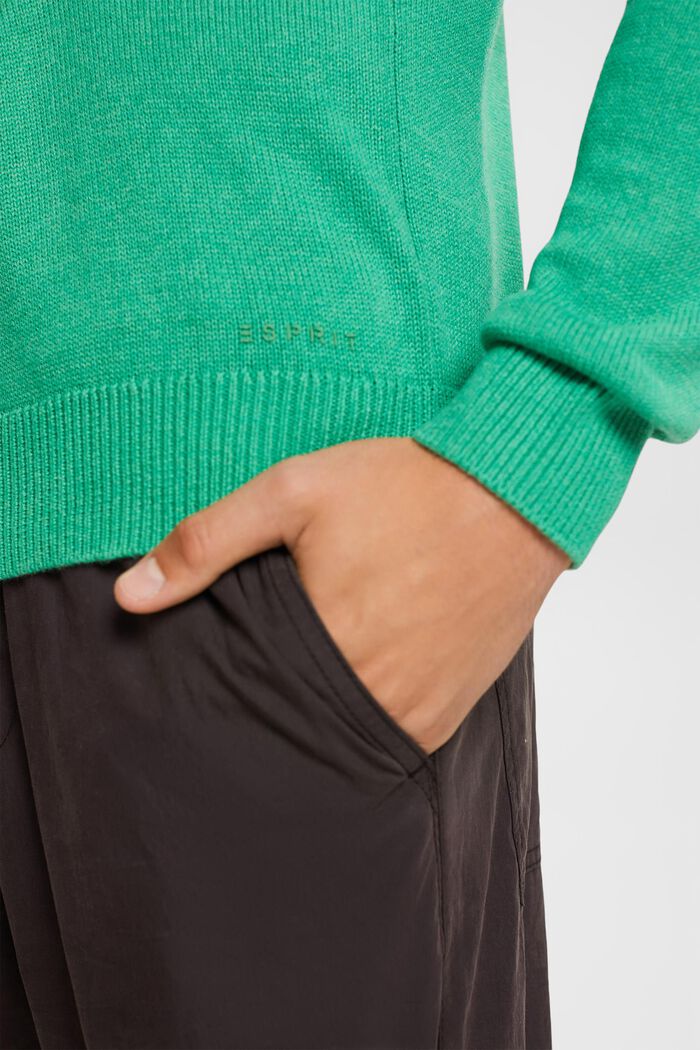 Dzianinowy sweter z ekologicznej bawełny, GREEN, detail image number 0