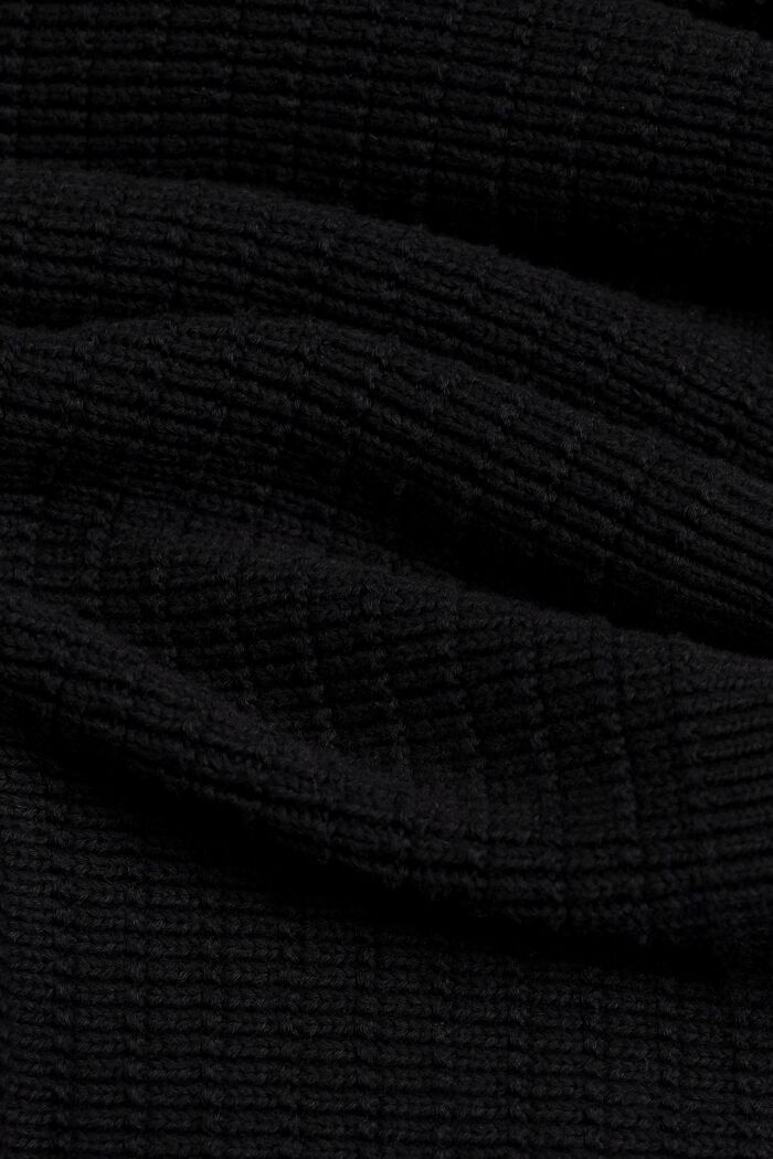 Sweter z kołnierzem na suwak z fakturowanej, bawełnianej dzianiny, ANTHRACITE, detail image number 5