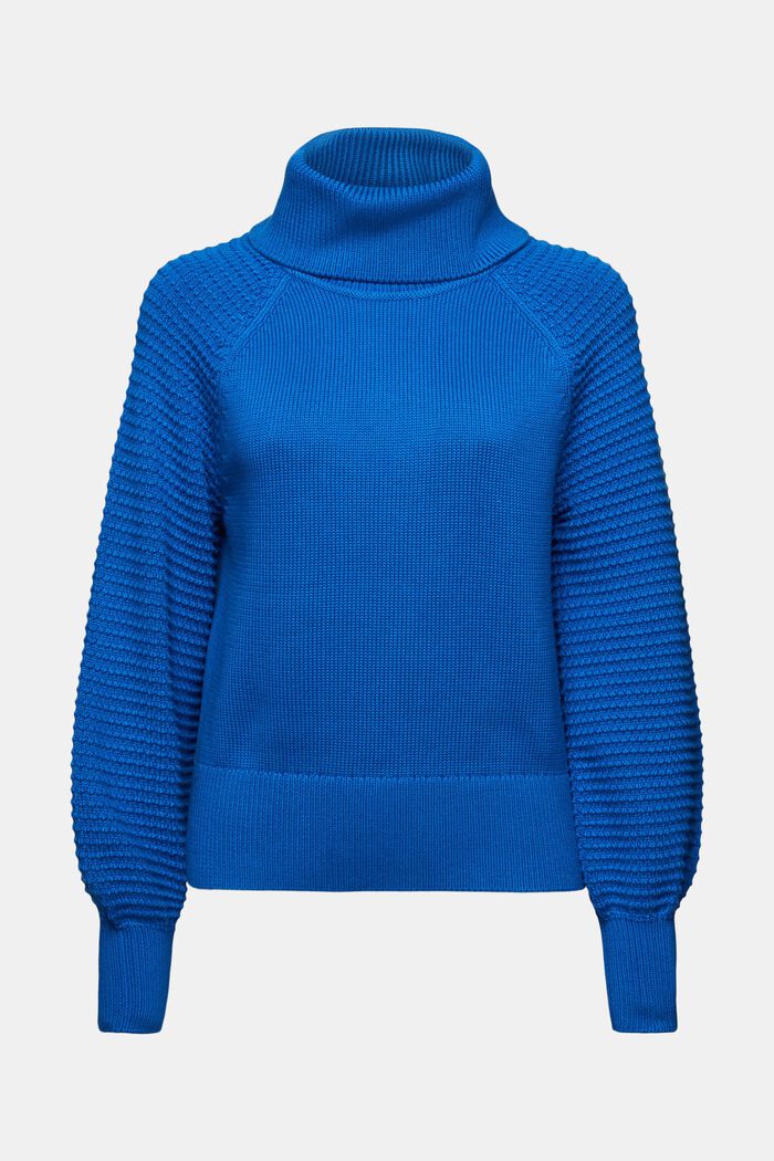 Sweter z półgolfem z bawełny, BRIGHT BLUE, detail image number 6