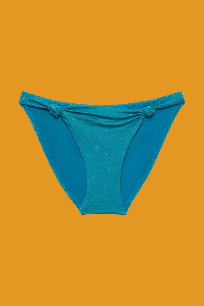 Błyszczący dół od bikini z wiązaniem, TEAL BLUE, detail image number 3
