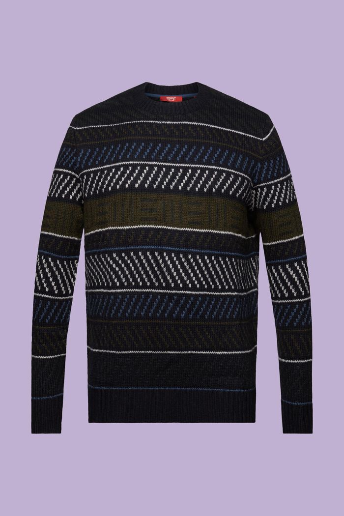 Wzorzysty sweter z mieszanki wełnianej, NAVY, detail image number 6