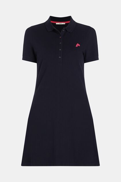 Klasyczna sukienka w stylu koszulki polo z kolekcji Dolphin Tennis Club, BLACK, overview