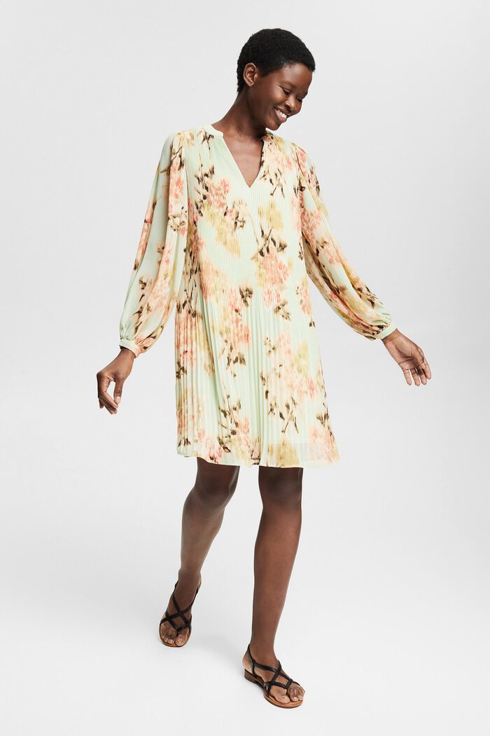 Z recyklingu: szyfonowa sukienka z kwiatowym wzorem, PASTEL GREEN, detail image number 6