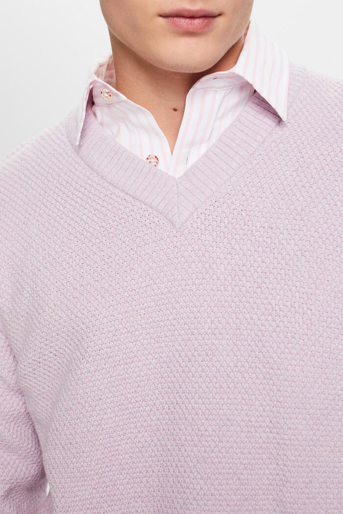 Bawełniany sweter z dekoltem w serek, LILAC, detail image number 2