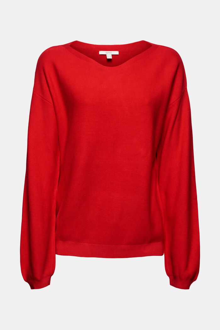 Dzianinowy sweter, 100% bawełny ekologicznej, RED, detail image number 0