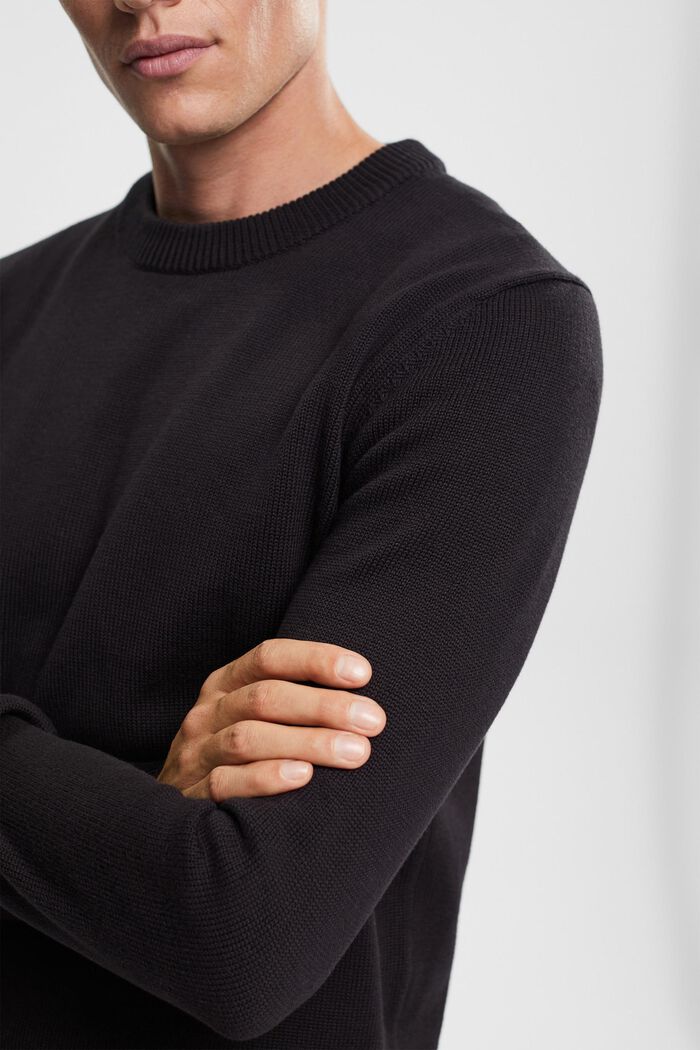 Dzianinowy sweter z ekologicznej bawełny, BLACK, detail image number 0