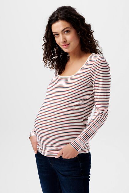 Koszulka ciążowa w paski z kwadratowym dekoltem