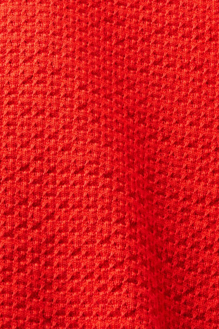 Fakturowany sweter z okrągłym dekoltem, RED, detail image number 5