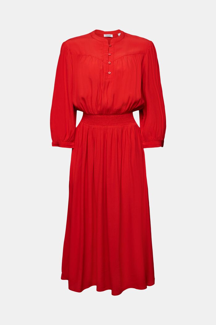 Sukienka midi z krepy z rękawami o dł. 3/4, DARK RED, detail image number 6