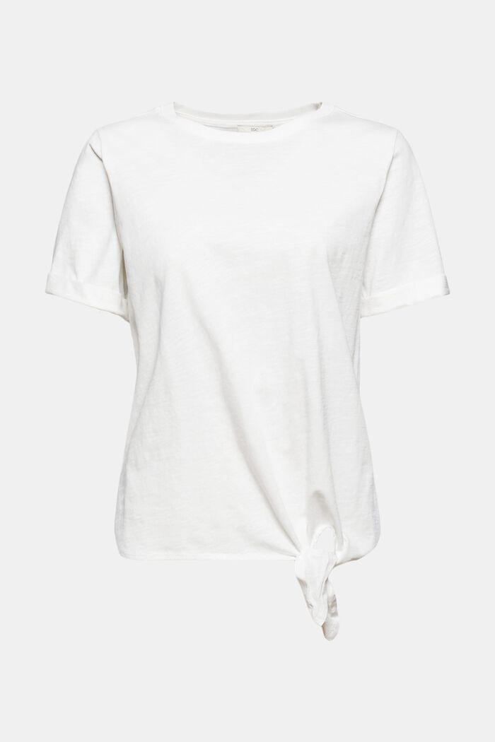 T-shirt z wiązaniem, bawełna organiczna, OFF WHITE, overview