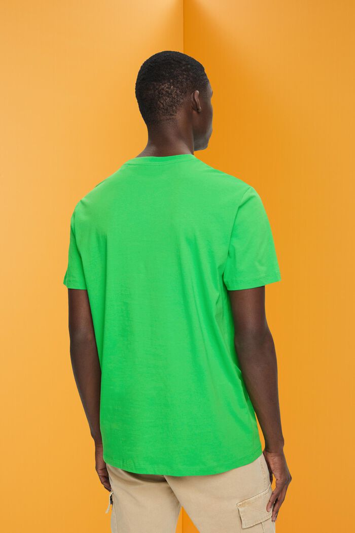 Bawełniany T-shirt z małym nadrukiem na piersi, GREEN, detail image number 3