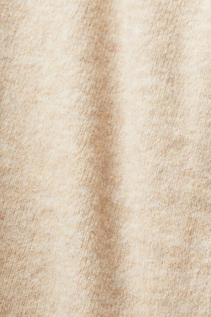 Sweter z dekoltem w serek z mieszanki wełnianej, SAND, detail image number 4