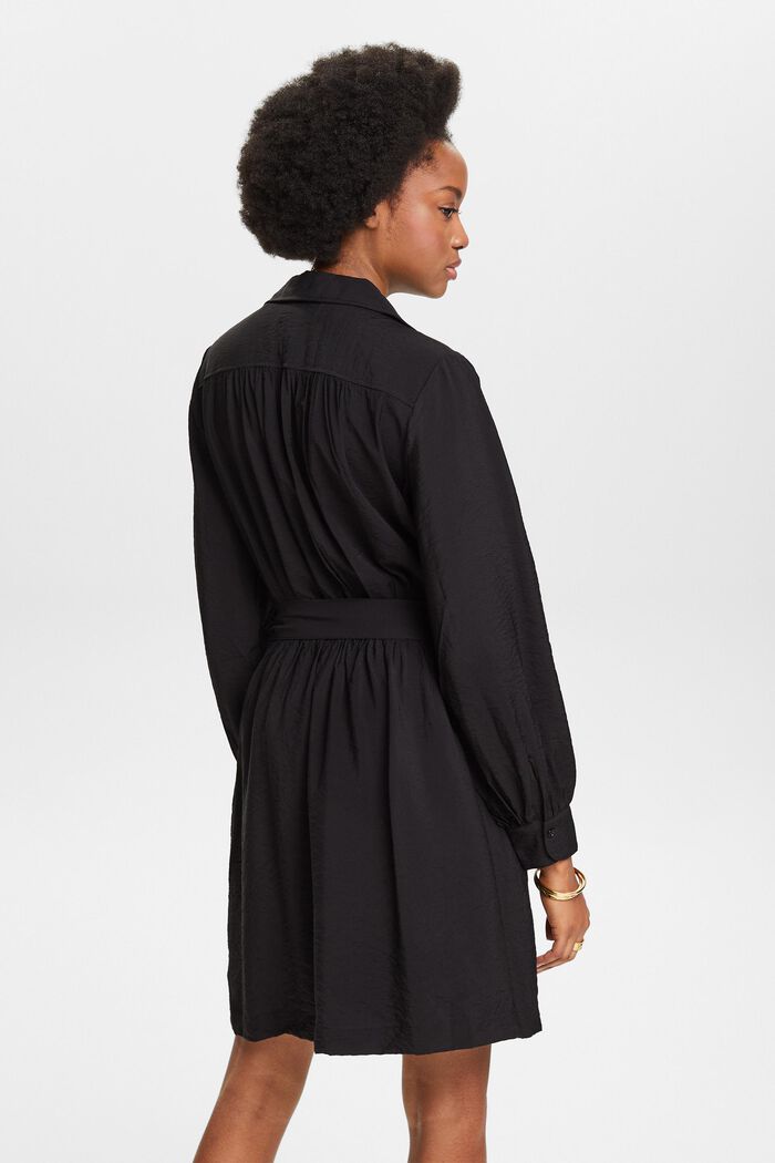 Kopertowa sukienka mini z marszczeniami, BLACK, detail image number 3