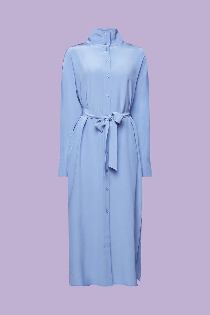 Sukienka koszulowa midi z jedwabiu, BLUE LAVENDER, detail image number 7