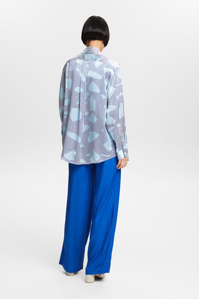 Szerokie spodnie bez zapięcia z diagonalu, BRIGHT BLUE, detail image number 2