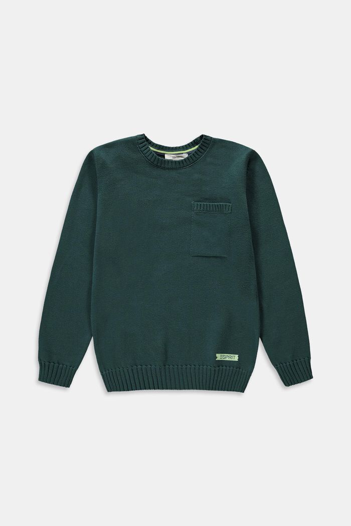 Dzianinowy sweter z kieszenią, TEAL GREEN, detail image number 0