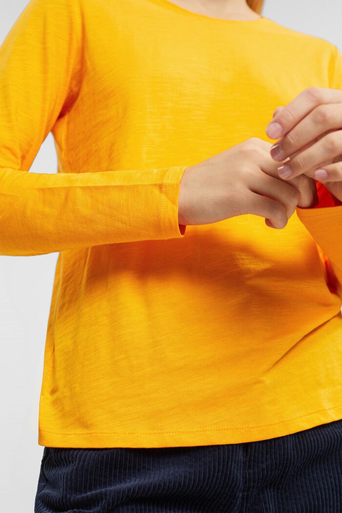 Bluzka z długim rękawem z bawełny, ORANGE, detail image number 2