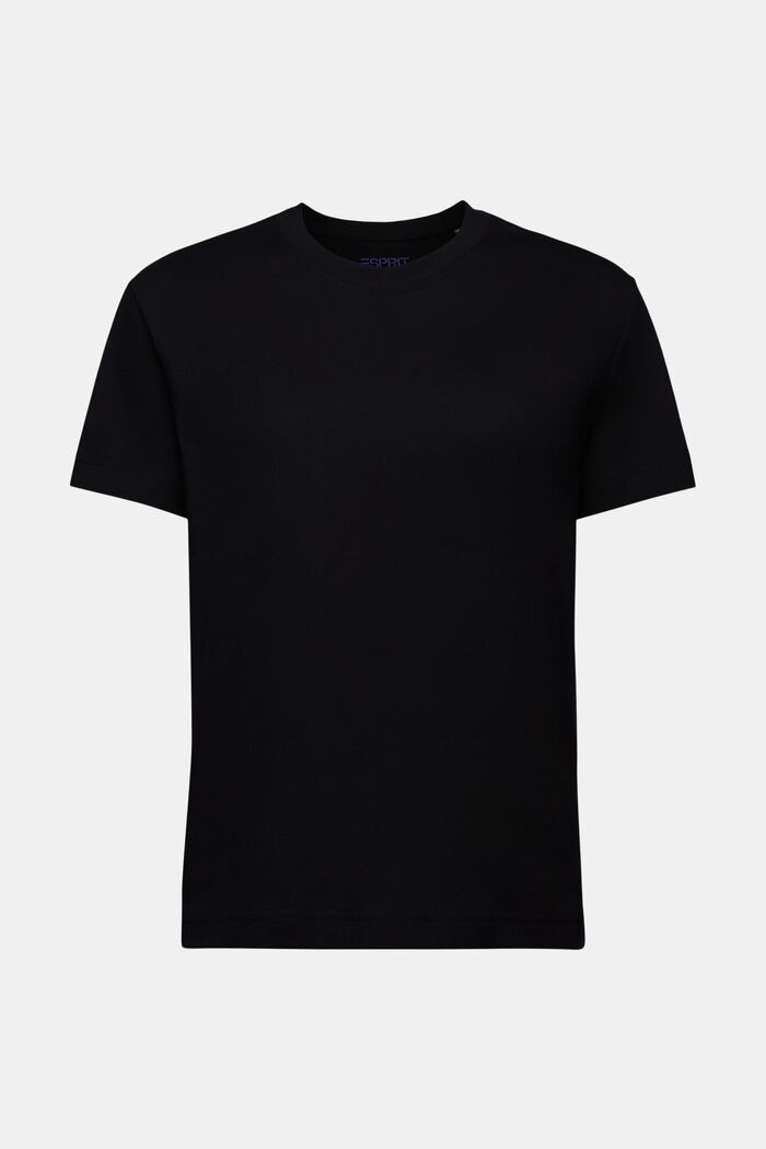 T-shirt z okrągłym dekoltem z bawełny pima, BLACK, detail image number 6