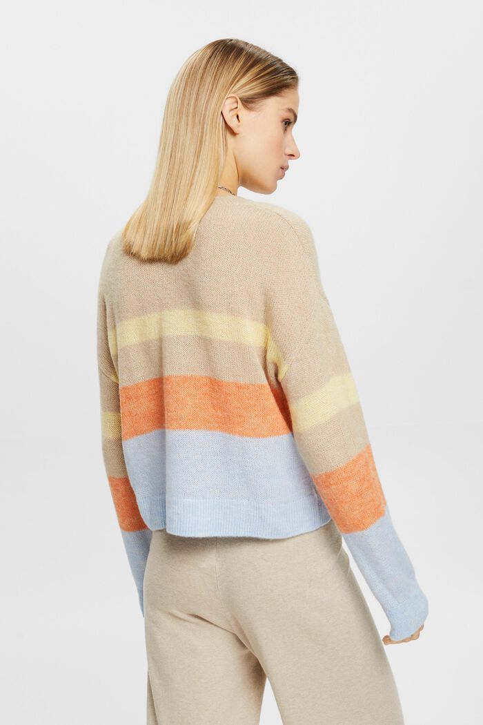 Dzianinowy sweter w paski, LIGHT TAUPE, detail image number 3