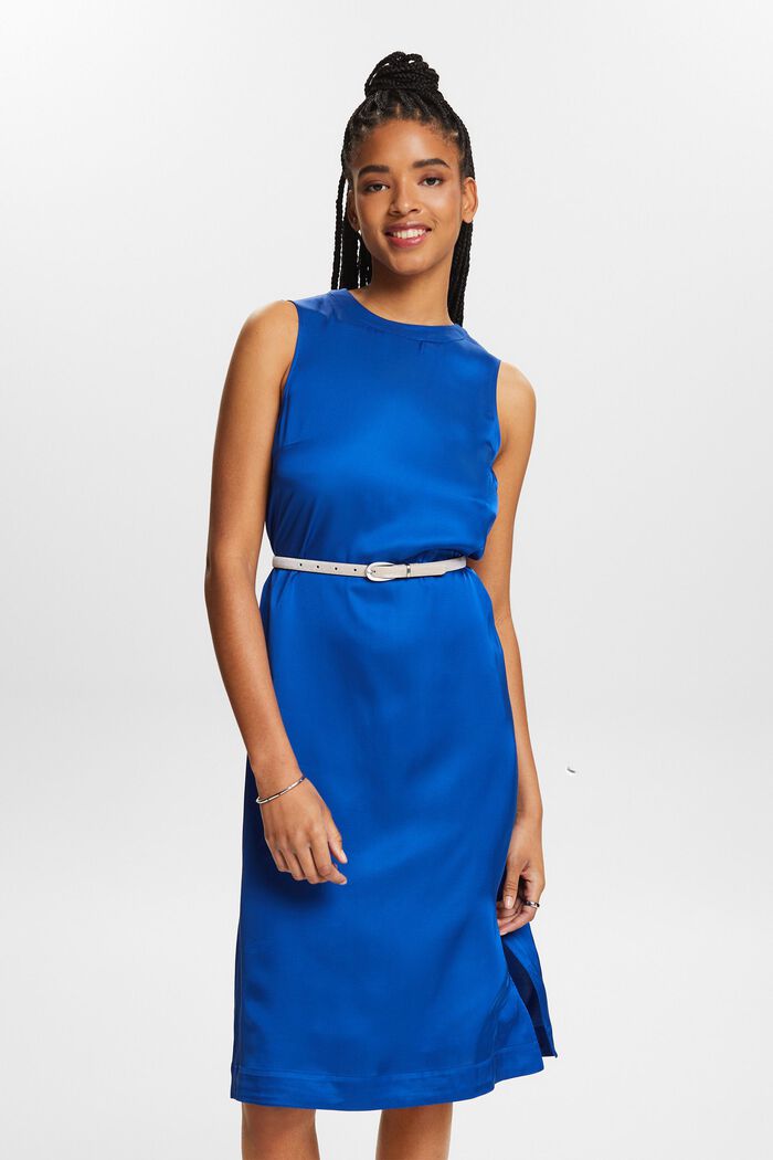 Satynowa sukienka bez rękawów, BRIGHT BLUE, detail image number 0