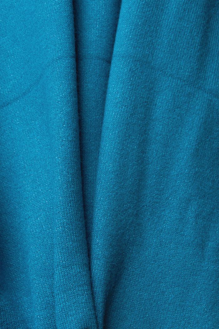 Dzianinowy sweter z kapturem, TEAL BLUE, detail image number 1