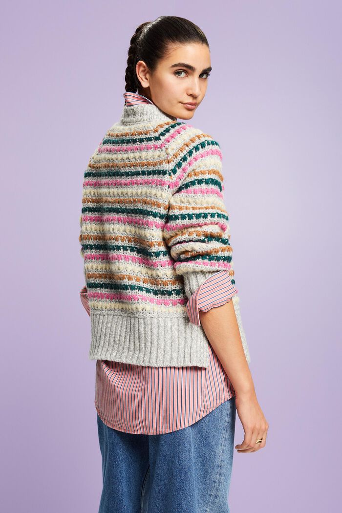 Sweter z mieszanki bawełny i wełny, LIGHT GREY, detail image number 3
