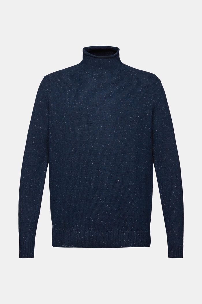 Sweter z półgolfem z mieszanki wełnianej, PETROL BLUE, detail image number 5