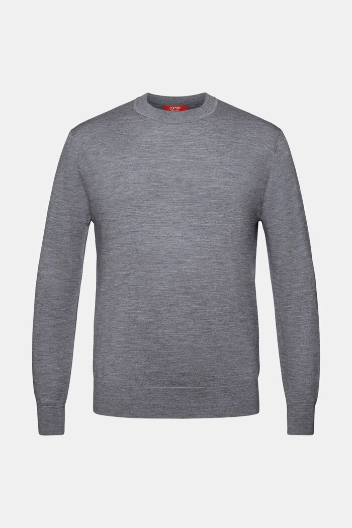 Wełniany sweter z okrągłym dekoltem, GREY, detail image number 6
