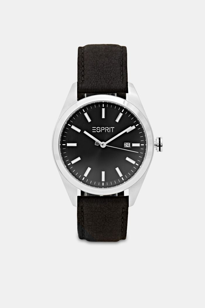 Wegańska: Zegarek ze stali szlachetnej z datownikiem, BLACK, detail image number 0