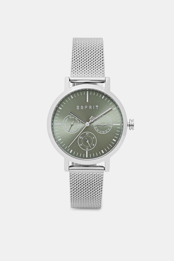 Wielofunkcyjny zegarek z siateczkową bransoletą, SILVER, overview