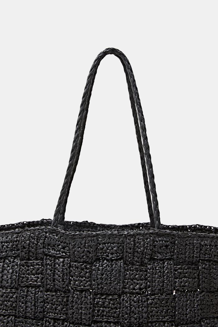 Słomkowa torba tote, BLACK, detail image number 1