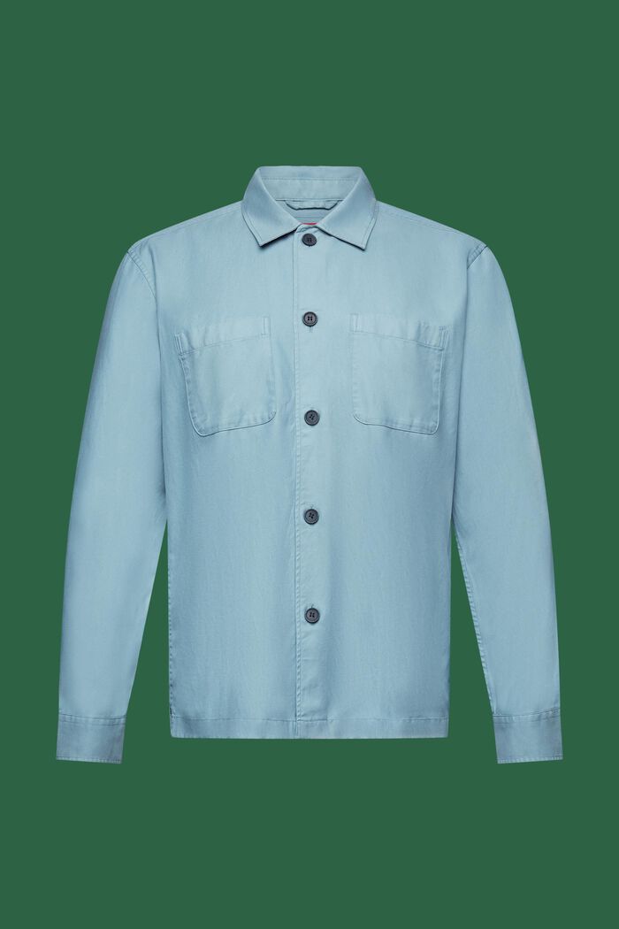 Koszula z diagonalu z przypinanym kołnierzykiem, TEAL BLUE, detail image number 7