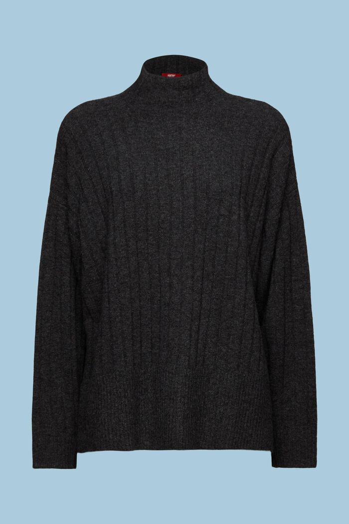 Sweter z prążkowanej dzianiny, ANTHRACITE, detail image number 6