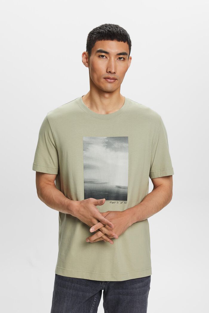 T-shirt z nadrukiem z bawełny organicznej, DUSTY GREEN, detail image number 2