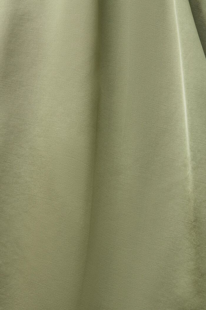 Satynowa bluzka z zapięciem na karku, LENZING™ ECOVERO™, LIGHT KHAKI, detail image number 6