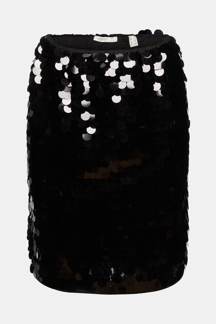 Spódnica mini z dużymi cekinami, BLACK, overview