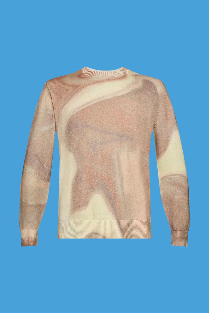 Bawełniany sweter ze wzorem na całej powierzchni, LIGHT TAUPE, detail image number 6
