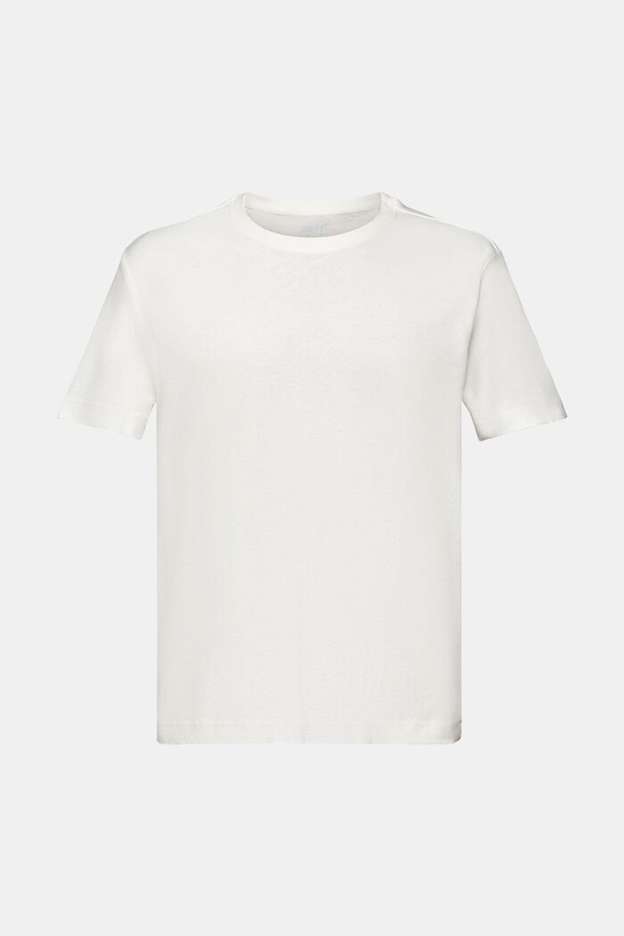 T-shirt z bawełny i lnu, OFF WHITE, detail image number 5
