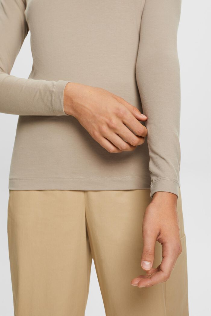 Dżersejowa bluzka z długim rękawem i półgolfem, LIGHT TAUPE, detail image number 3