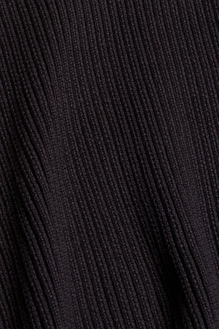 Sweter z dzianiny w prążki, 100% bawełny ekologicznej, BLACK, detail image number 4