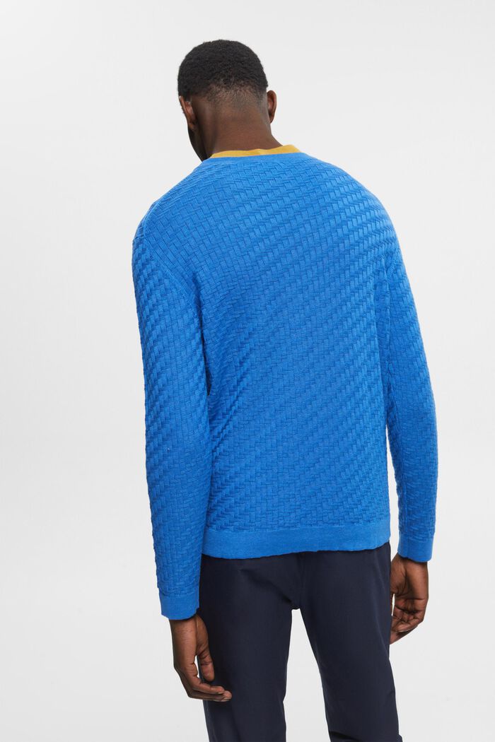 Sweter z okrągłym dekoltem z fakturą, BLUE, detail image number 3