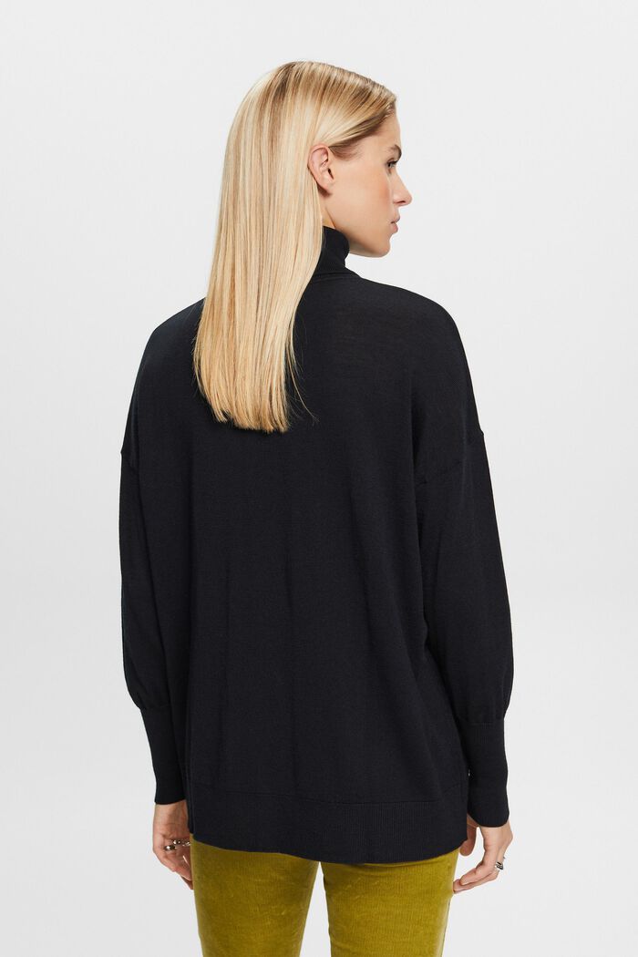 Oversizowy wełniany sweter z półgolfem, BLACK, detail image number 4