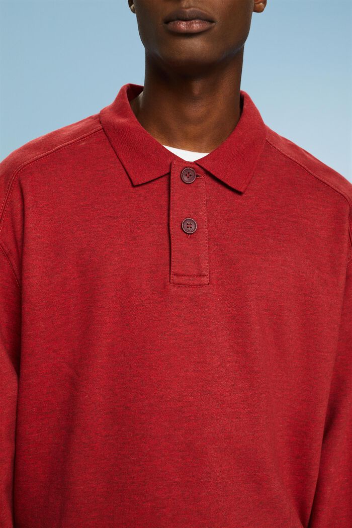 Bluza polo z długim rękawem, DARK RED, detail image number 3
