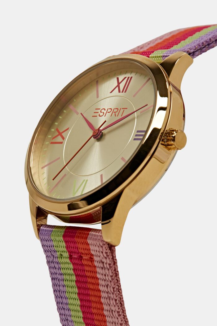 Zegarek ze stali nierdzewnej z materiałowym paskiem, GOLD, detail image number 1